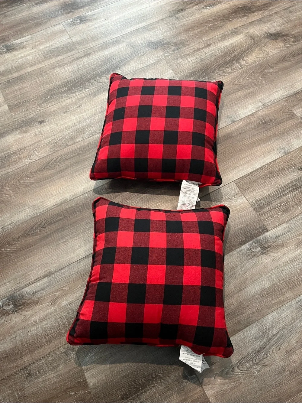 NEW Pair of Pier 1 Red and Black Buffalo Plaid Throw Pillows